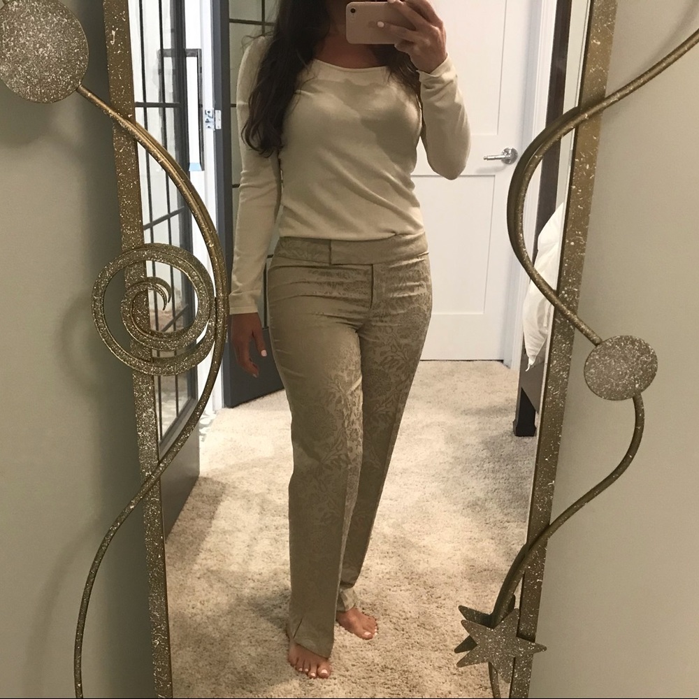 Anne Taylor cream shirt and floral trouser combo